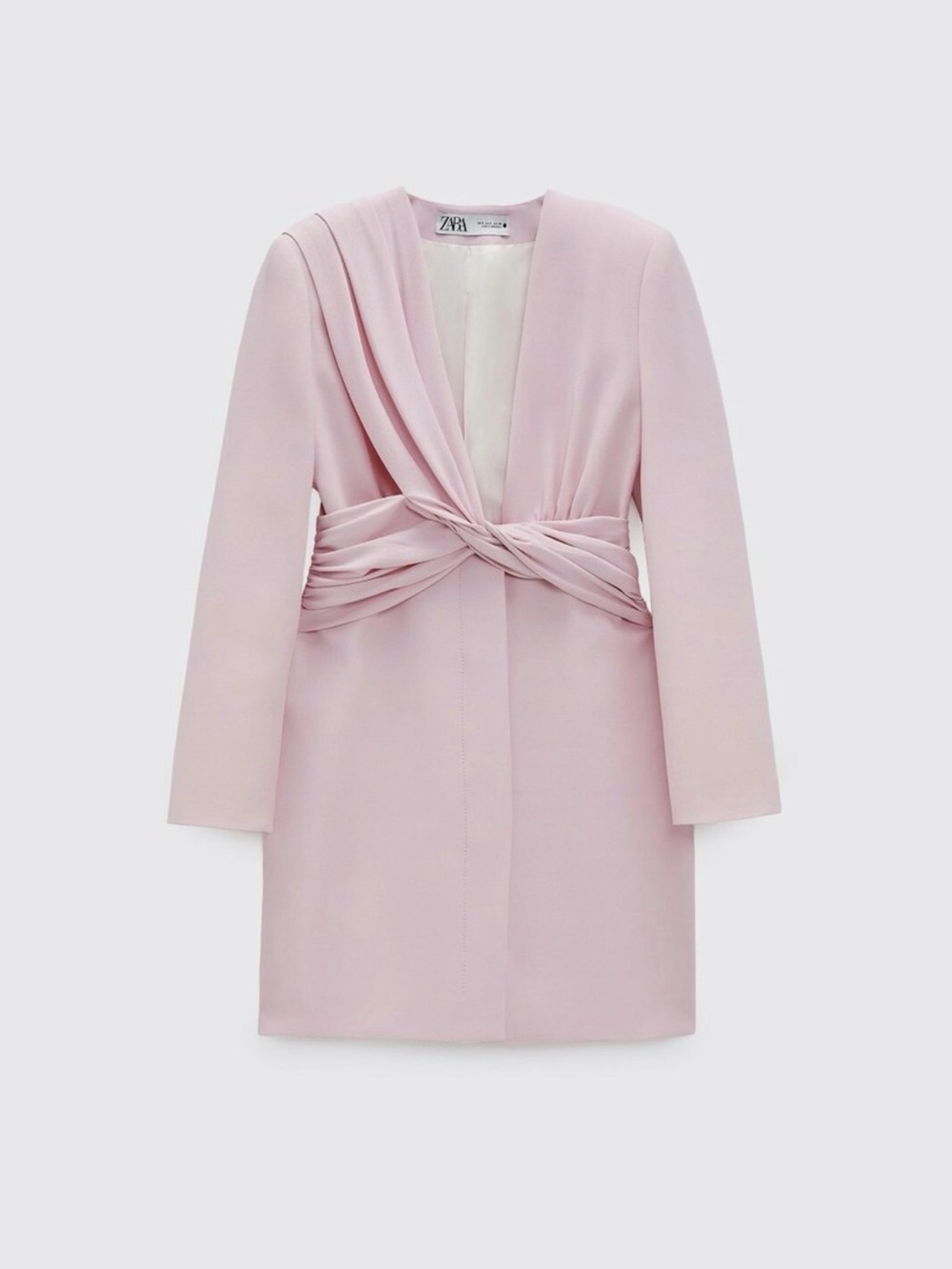 Zara Pale Pink Draped Knot Coat